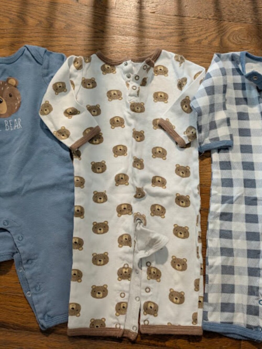 Set of 3 Hudson Baby Bear Themed Jumpsuits 9-12M